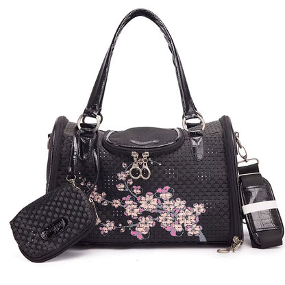 Portable Outdoor Pet Cat Dog Carrier Bag with Purse Leather Travel Small Dog Chihuahua Teddy Carrying Bag Handbag