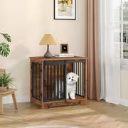 Cage Meuble Design 2-en-1 pour Chien – Table d’Appoint en Bois Rustique