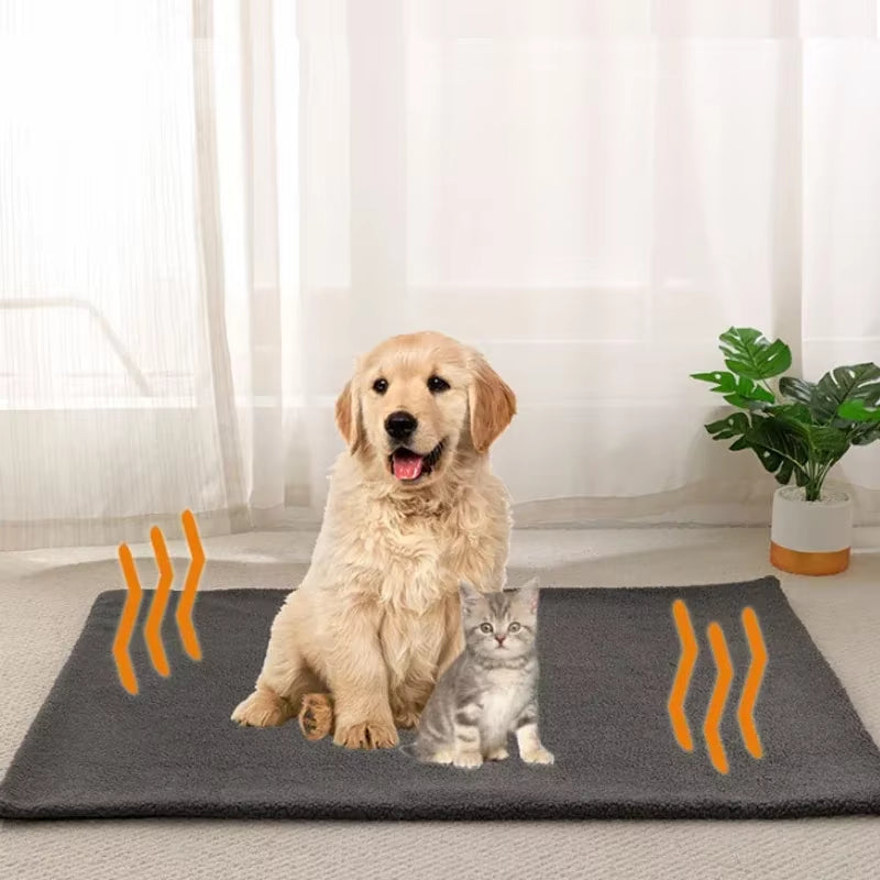Self Warming Dogs Pad Bed Soft Self Heating Cat Dog Mat Thermal Pet Crate Bed Mat for Small Large Cats Dogs Sleeping In/Outdoor