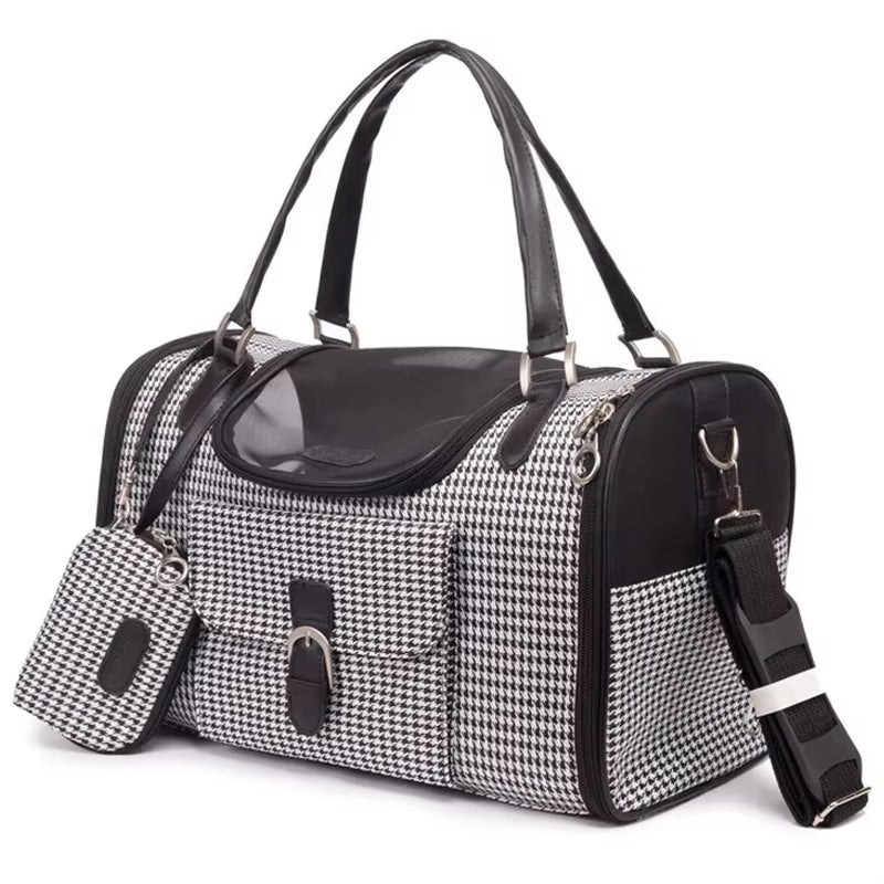 Portable Outdoor Pet Cat Dog Carrier Bag with Purse Leather Travel Small Dog Chihuahua Teddy Carrying Bag Handbag