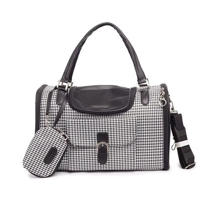 Portable Outdoor Pet Cat Dog Carrier Bag with Purse Leather Travel Small Dog Chihuahua Teddy Carrying Bag Handbag