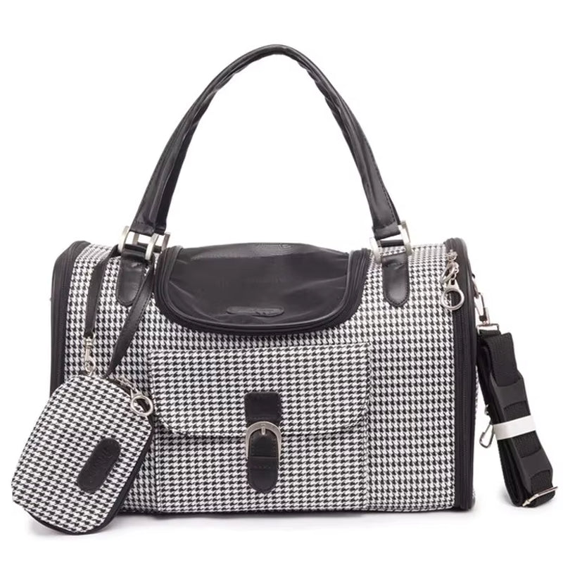Portable Outdoor Pet Cat Dog Carrier Bag with Purse Leather Travel Small Dog Chihuahua Teddy Carrying Bag Handbag