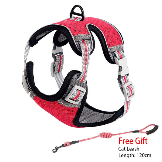 Cat Dog Adjustable Harness Vest Walking Lead Leash for Puppy Dogs Collar Polyester Mesh Harness for Small Medium Dog Cat Pet